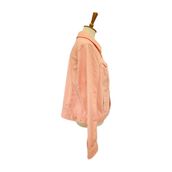Talbots Plus, X, orangey pink jean jacket, some stretch, 4 pockets - Picture 4 of 9